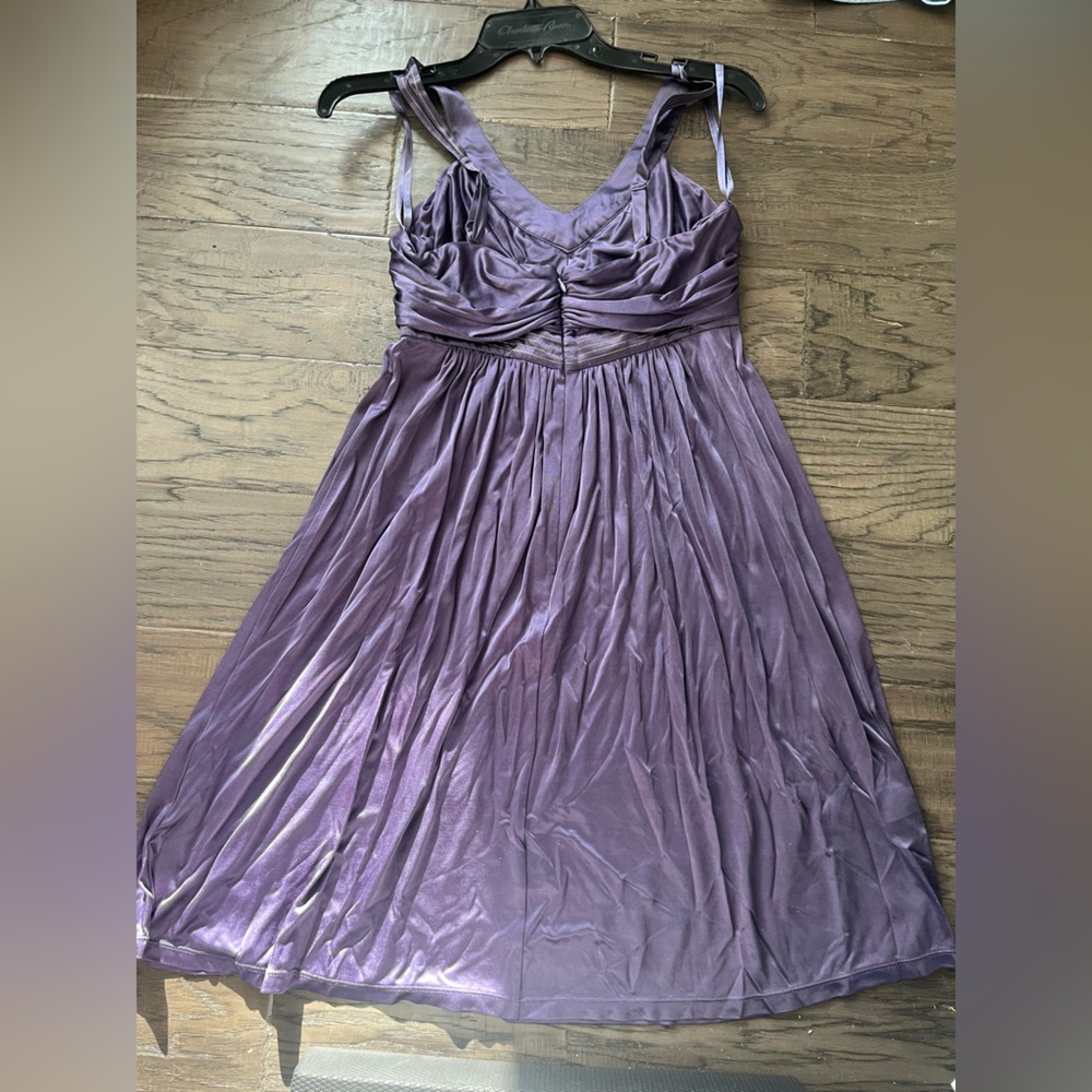 Women's Purple Pleated Cocktail Dress - Picture 4 of 8